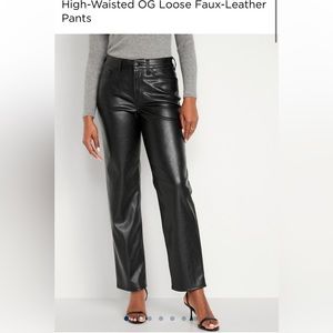 Old Navy High-Rise O.G. Straight Faux Leather Pants Sz 14